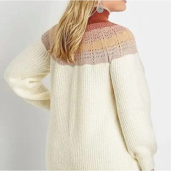 Maurices Ombre Mock Neck Pullover Sweater 1X Multicolor Long Blouson Sleeves - Picture 4 of 8